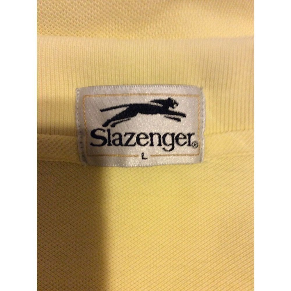 Men's Slazenger Golf Polo Shirt Size Large L Yellow Short Sleeve Cotton - Picture 9 of 11